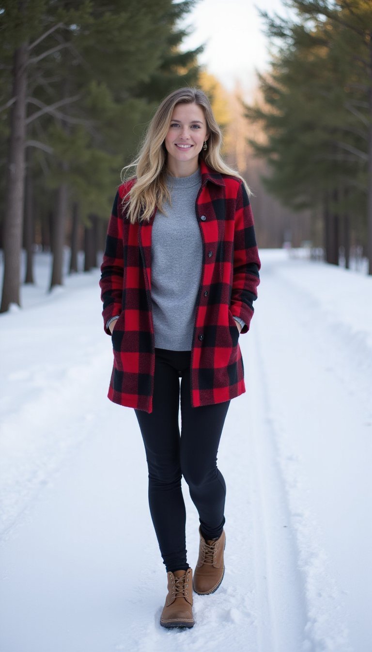 Plaid Shacket With Thermal Base Layers