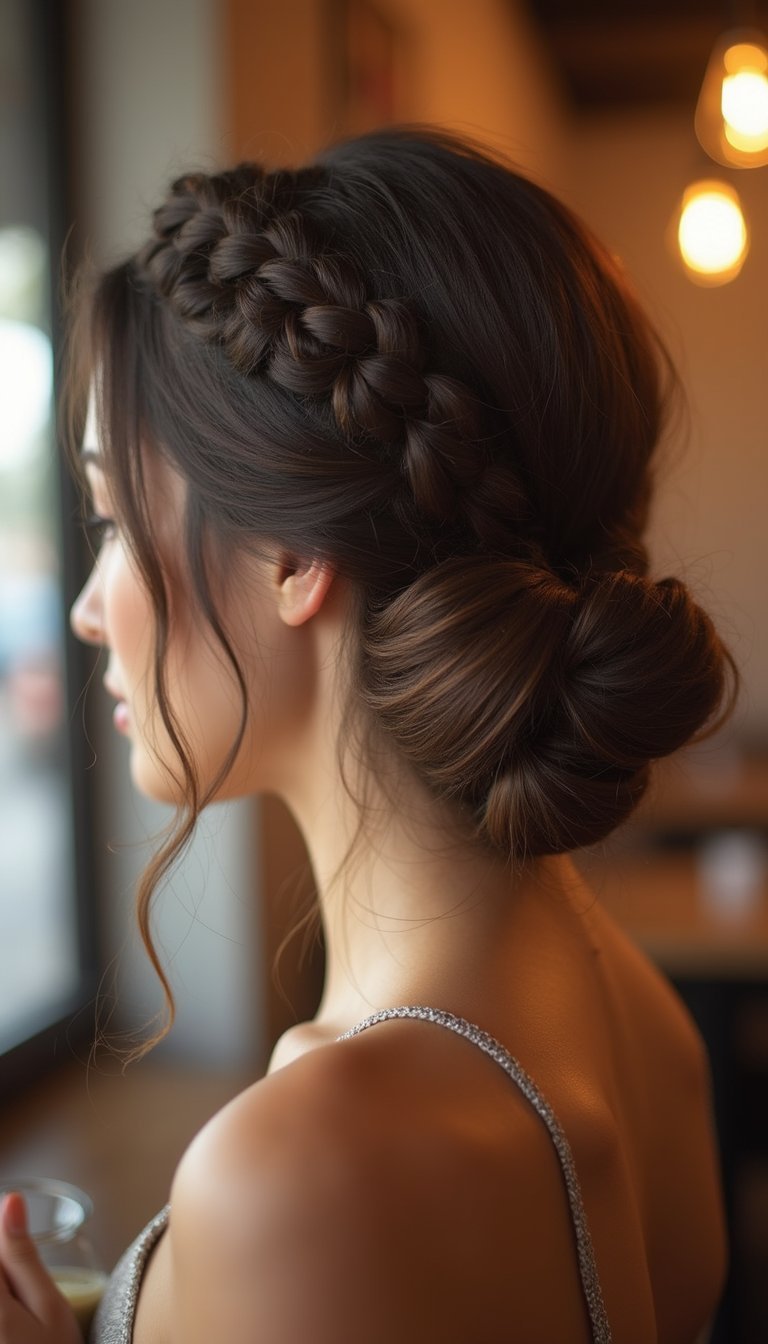 21 Soft Autumn Harvest Hairstyles 2 Low Braided Bun With Loose Tendrils For Fall