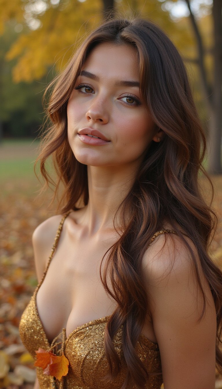 21 Soft Autumn Harvest Hairstyles 15 Soft Mermaid Waves With Autumn Leaf Clips