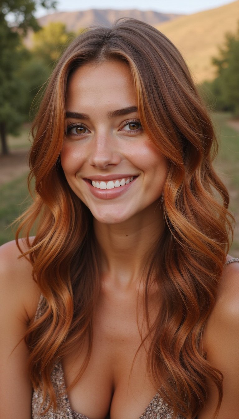 21 Soft Autumn Harvest Hairstyles 1 Warm Copper Waves With Face-Framing Layers
