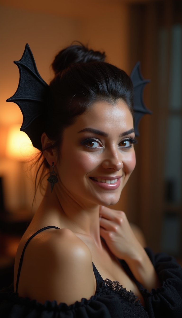 21 Spooky Cute Halloween Hairstyles 5 Bat Wing Updo With Sharp Texture