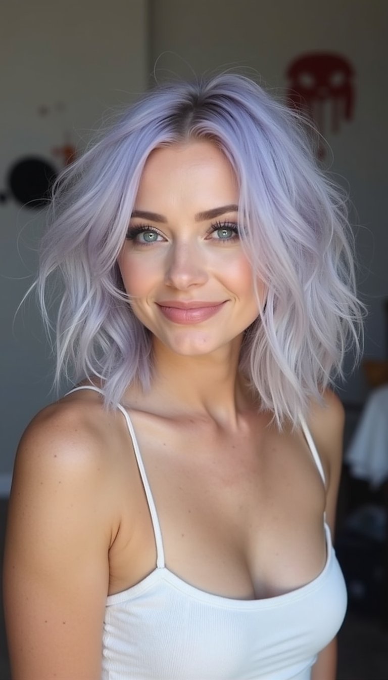 21 Spooky Cute Halloween Hairstyles 3 Ghostly Pastel Bob With Wispy Ends