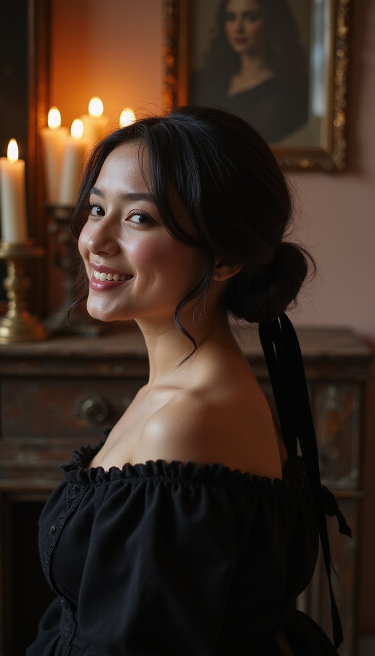 21 Spooky Cute Halloween Hairstyles 12 Gothic Ribbon-Tied Elegant Dark Low Bun