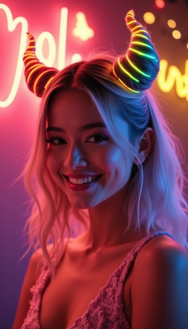 21 Spooky Cute Halloween Hairstyles 10 Neon Devil Horn Playful Space Buns