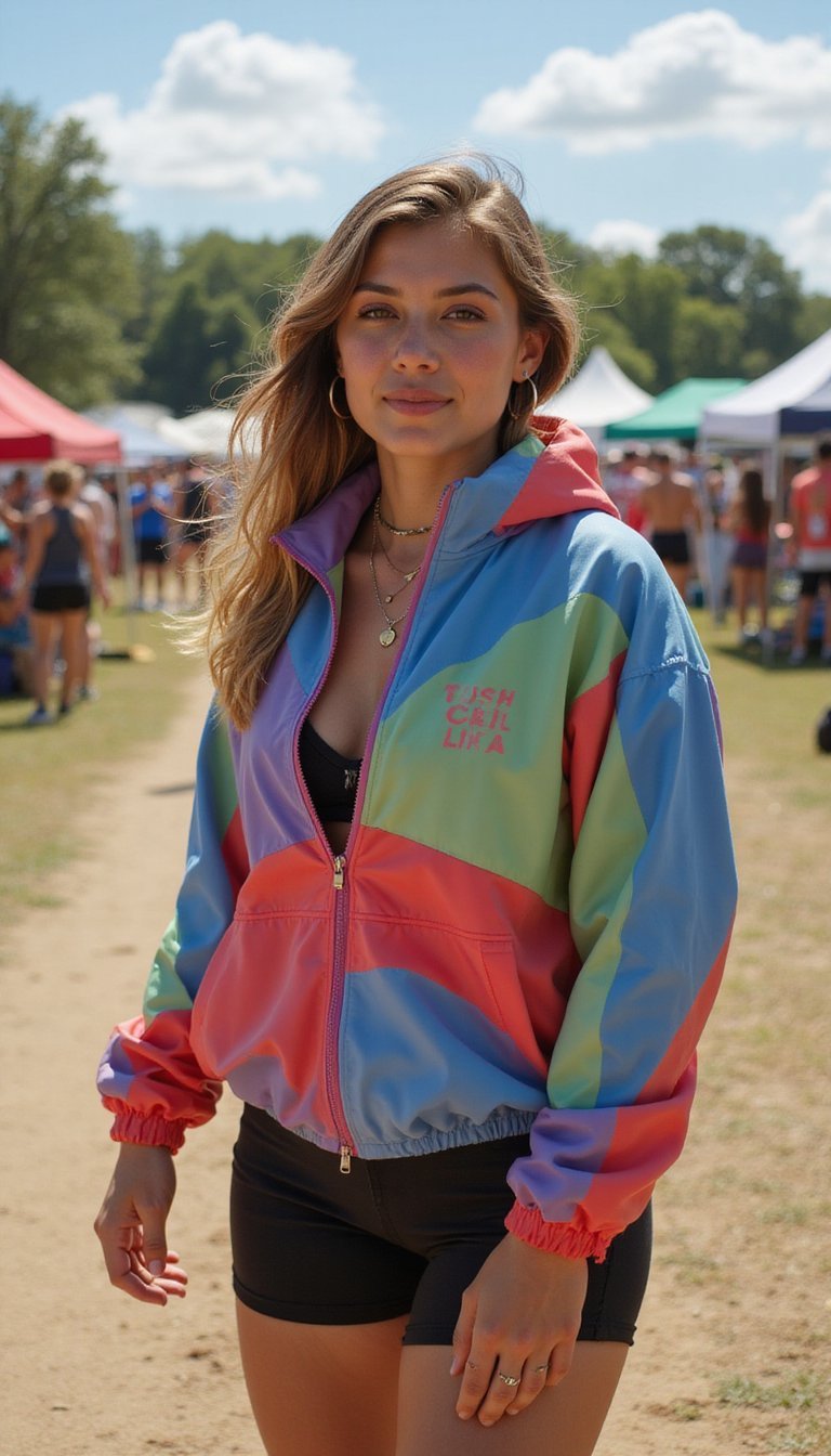 21 Super Bowl Party Outfit Ideas 20 Colorful Windbreaker Paired With Bike Shorts