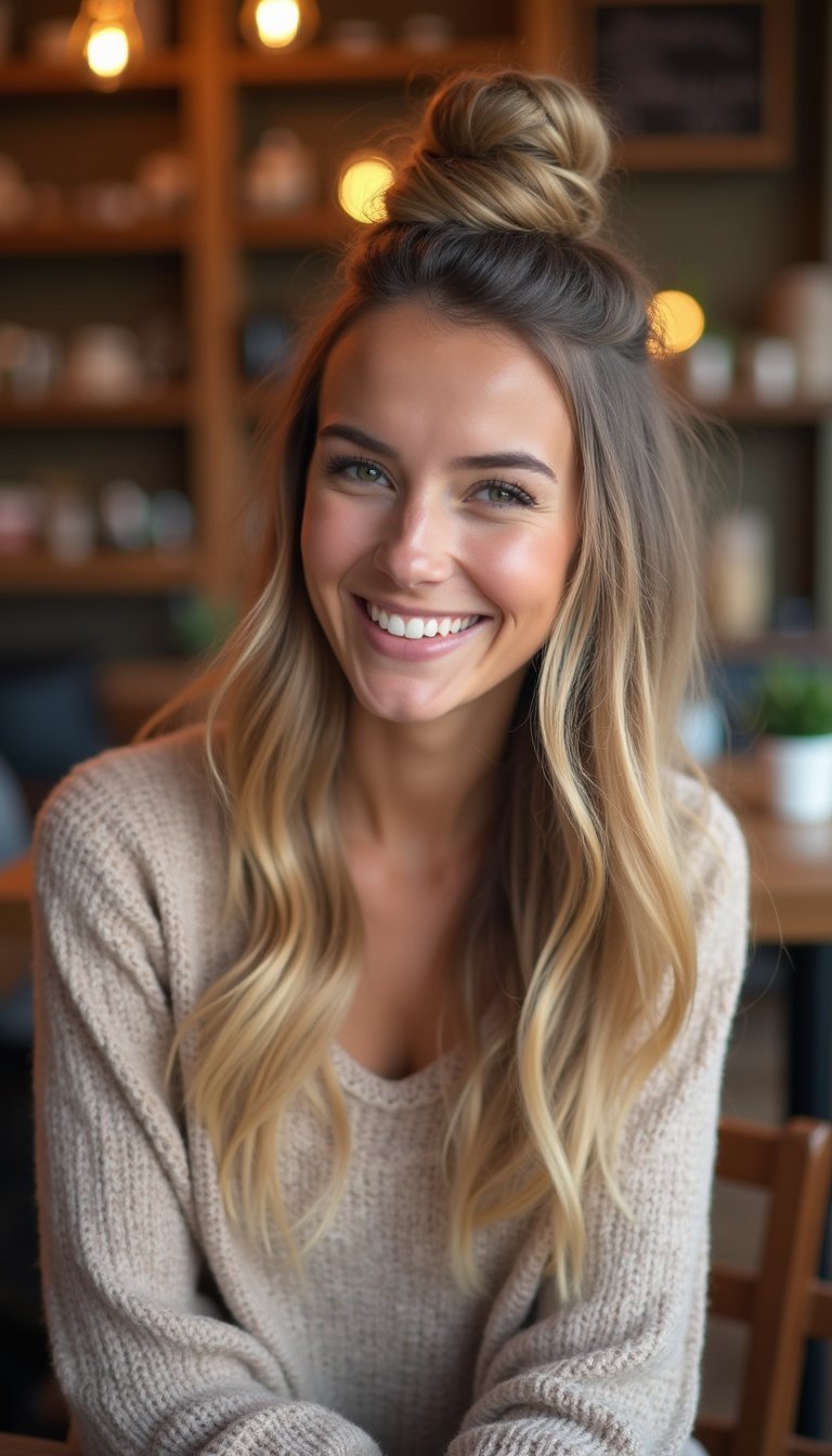 Twisted Half-Up Knot With Loose Waves