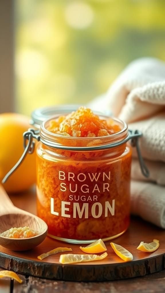 21 Sweet Galentine's Day DIY Gift Crafts 12 Homemade Brown Sugar Lemon Body Scrub Jar