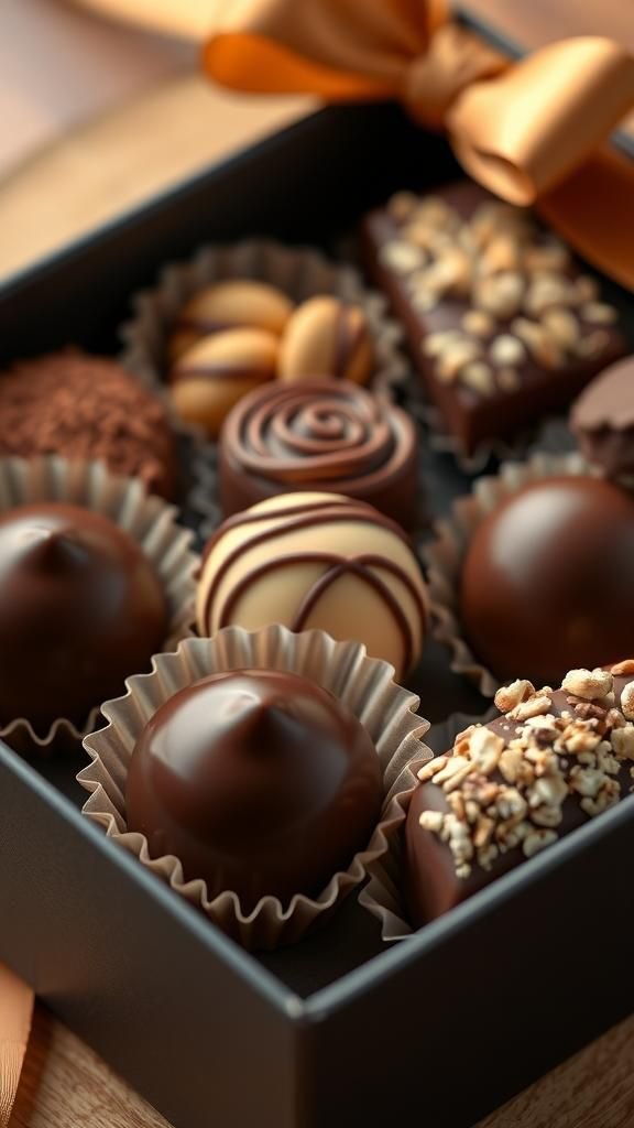 21 Sweet Galentine's Day DIY Gift Crafts 5 Homemade Chocolate Truffle Gift Box With Ribbon