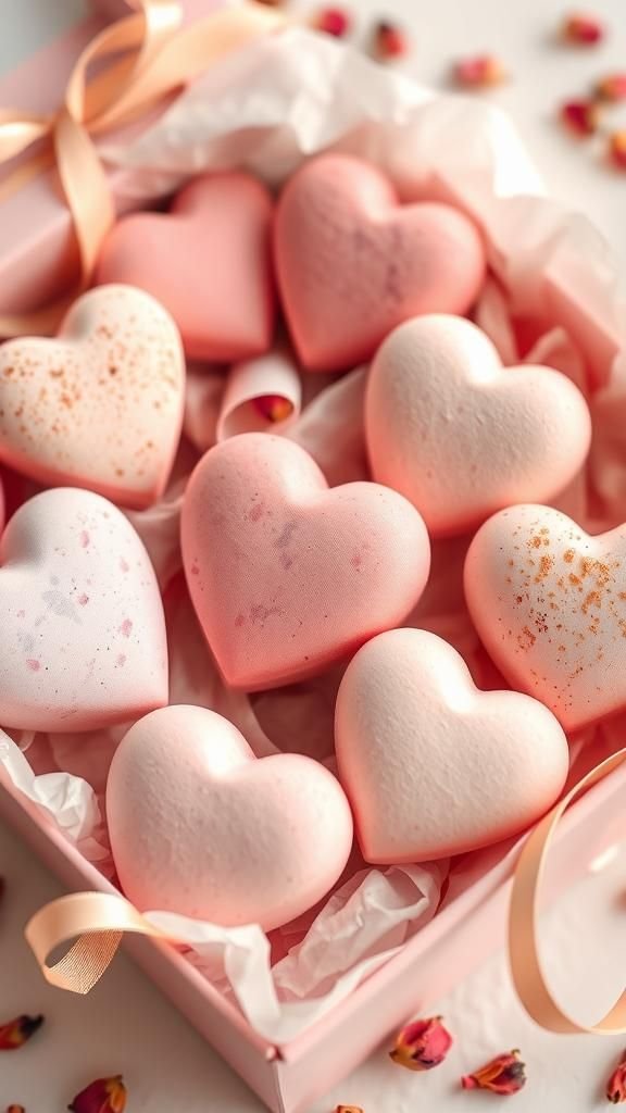 21 Sweet Galentine's Day DIY Gift Crafts 2 Pretty Heart-Shaped Bath Bomb Gift Box Set