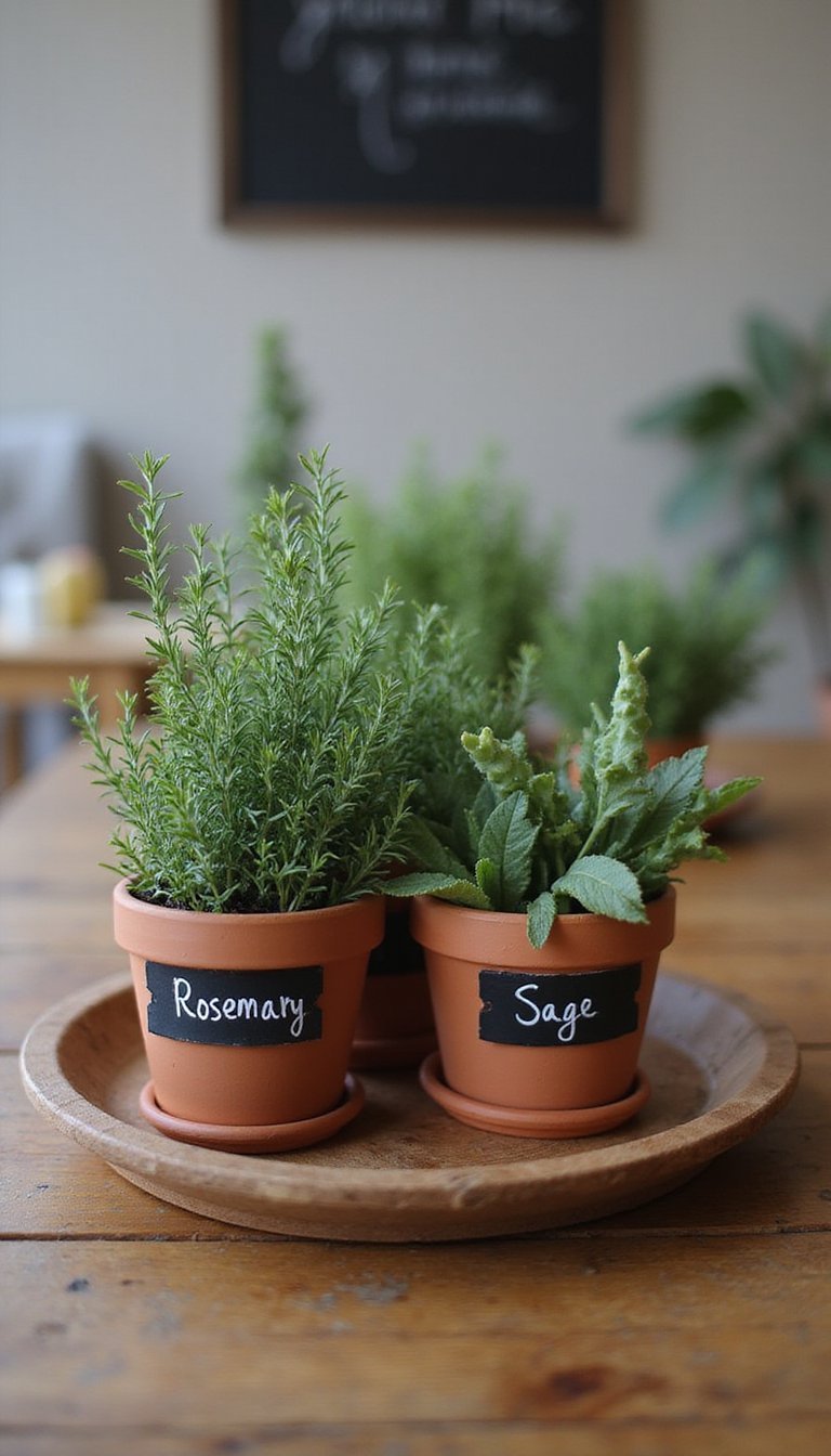 21 Thanksgiving Table Centerpiece DIY Ideas 10 Terracotta Herb Pots With Chalkboard Name Tags