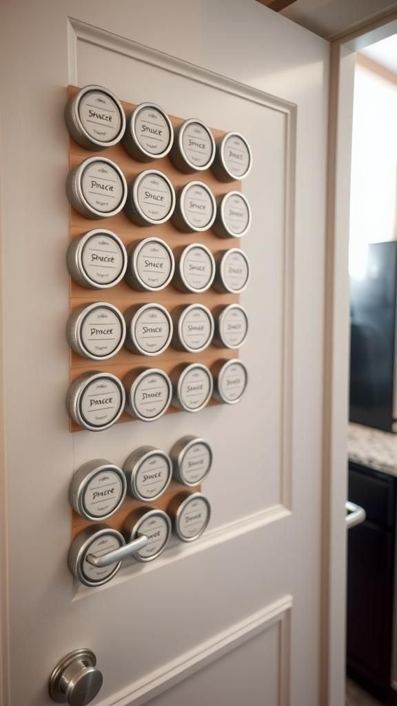 21 Upcycled Jar Lid Crafts 14 Magnetic Spice Lid Organizers For Pantry Doors