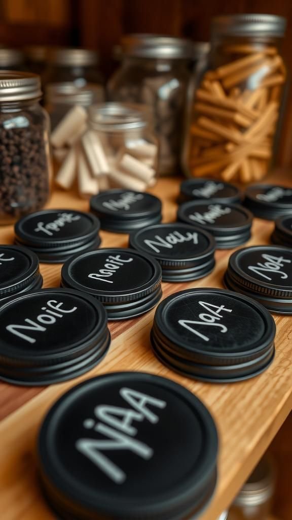 21 Upcycled Jar Lid Crafts 7 Mini Chalkboard Lid Labels For Jars