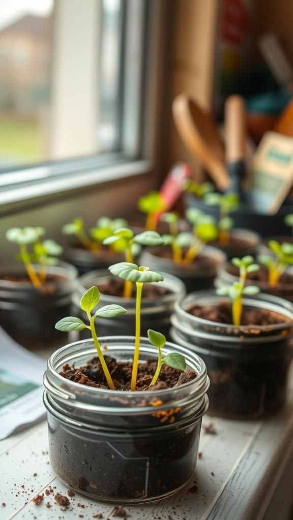 21 Upcycled Jar Lid Crafts 8 Seed Starter Mini Planter Lid Set