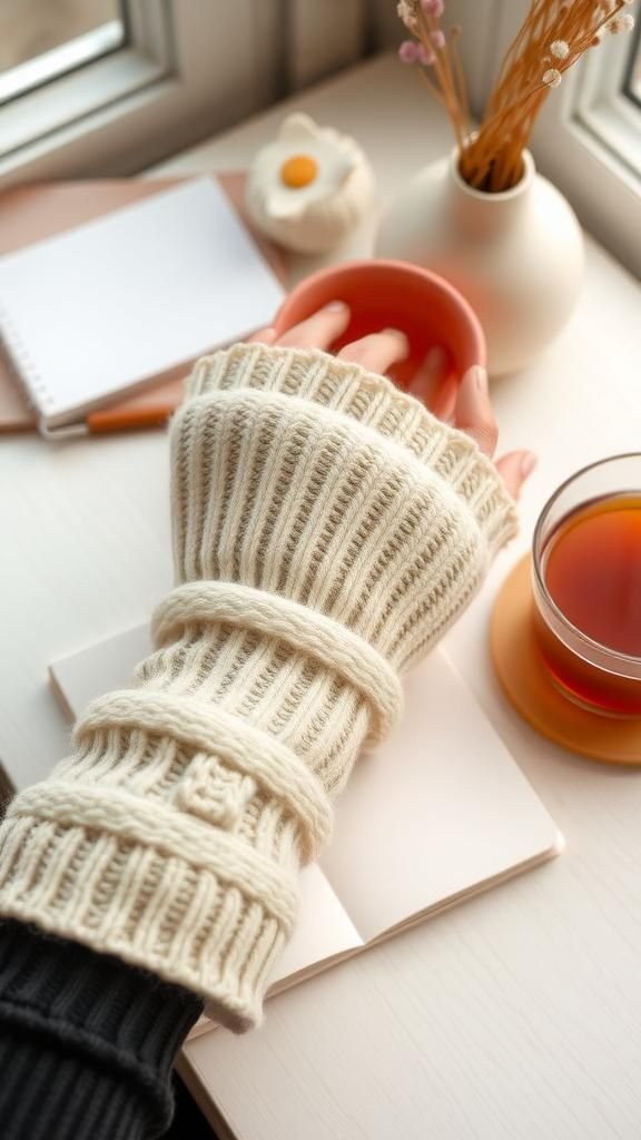 21 Upcycled Sweater Mitten Sewing Projects 4 Fingerless Ribbed Wrist Warmers From Sweater Sleeves