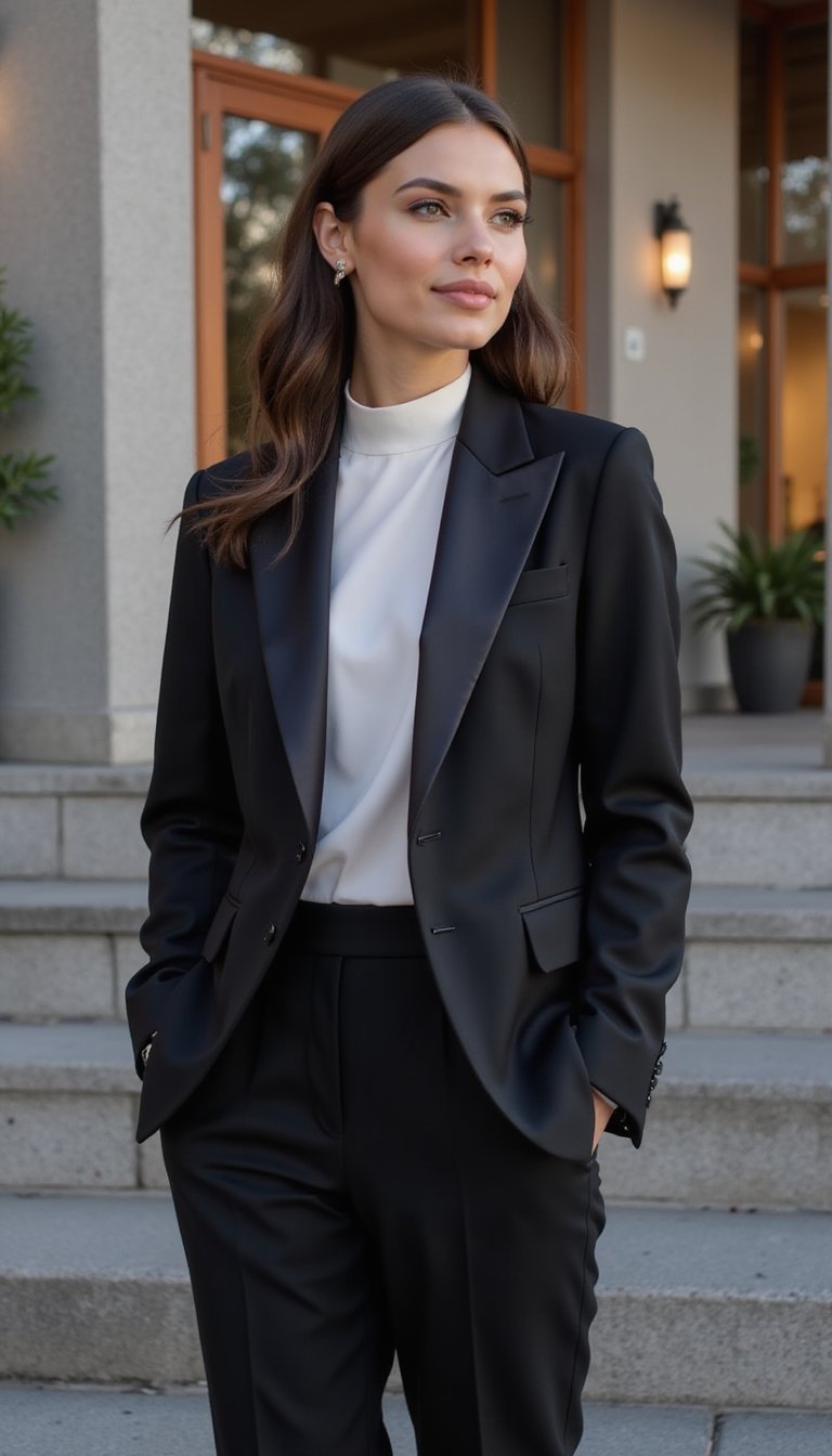 Tuxedo Inspired Suit With Silk Lapels