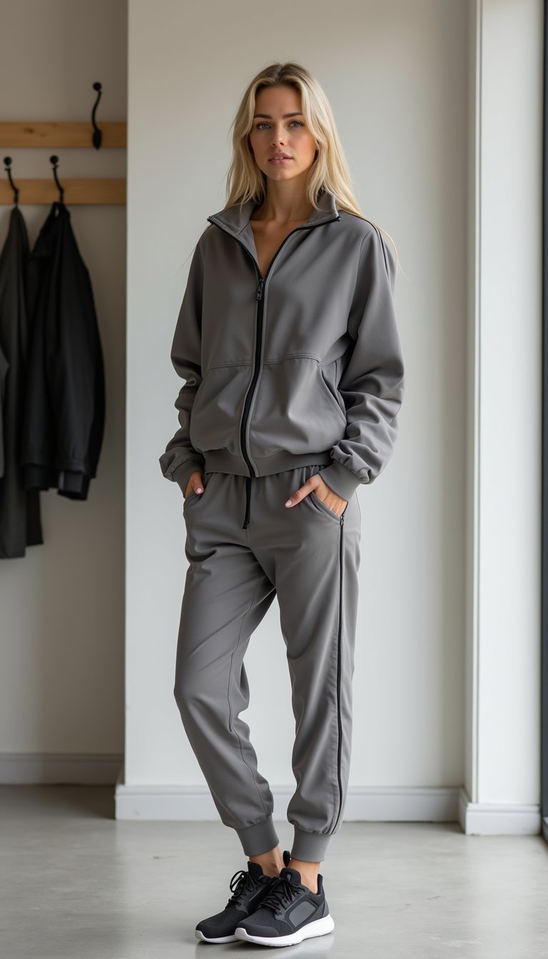 21 Work From Home Loungewear Outfits 21 Monochrome Soft Track Jacket And Jogger Set