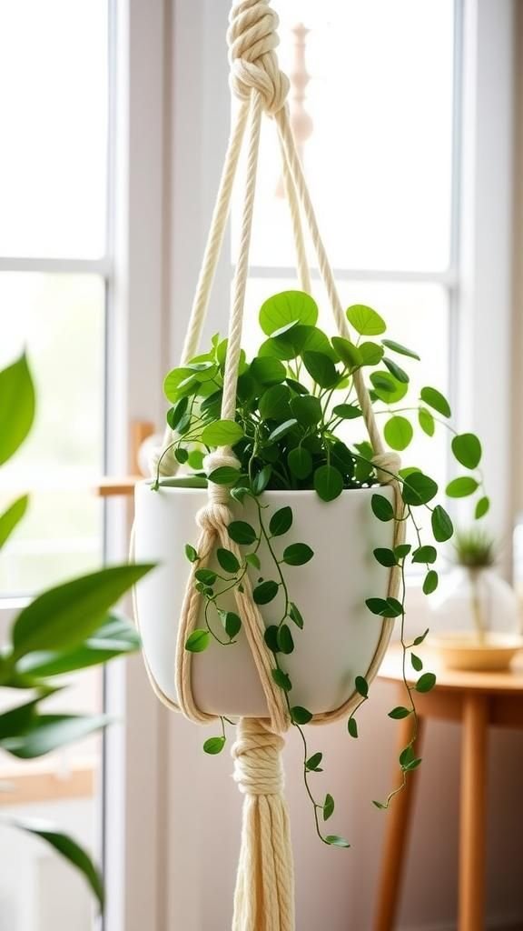 21 Boho Macrame Plant Hanger Tutorials 15 Adjustable length hanger for flexible placement