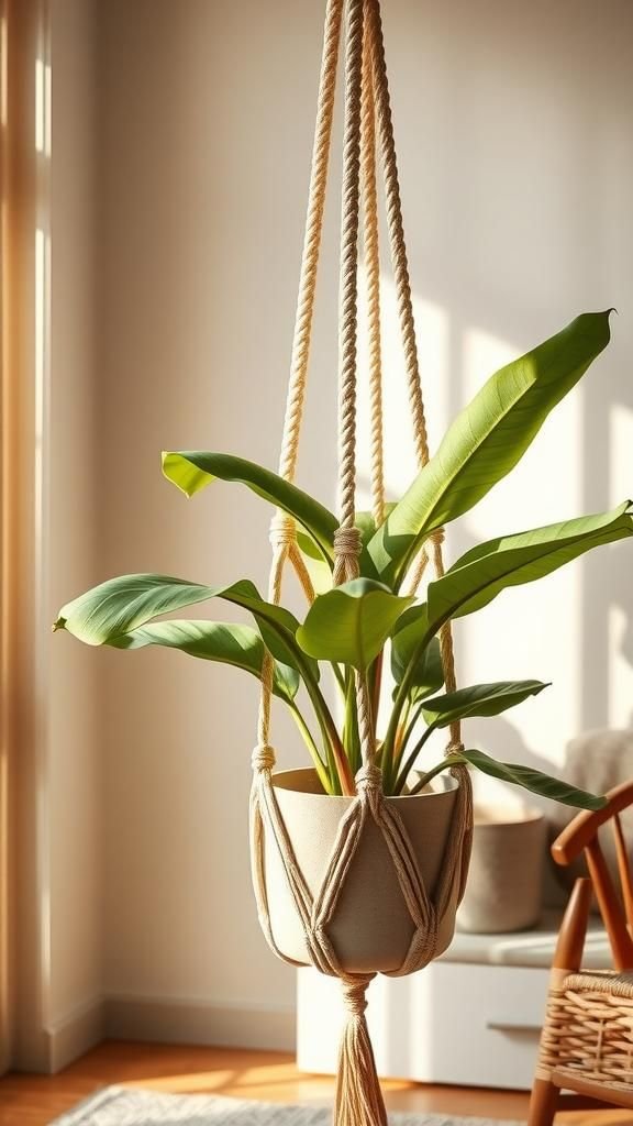 21 Boho Macrame Plant Hanger Tutorials 16 Chunky cord statement piece for large planters