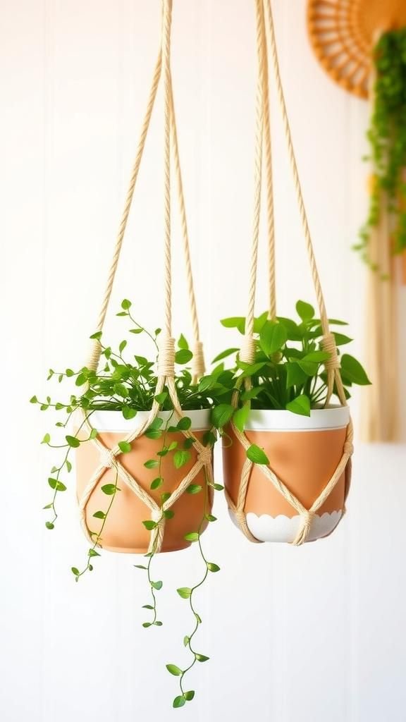 21 Boho Macrame Plant Hanger Tutorials 7 Double pot hanger for layered greenery display
