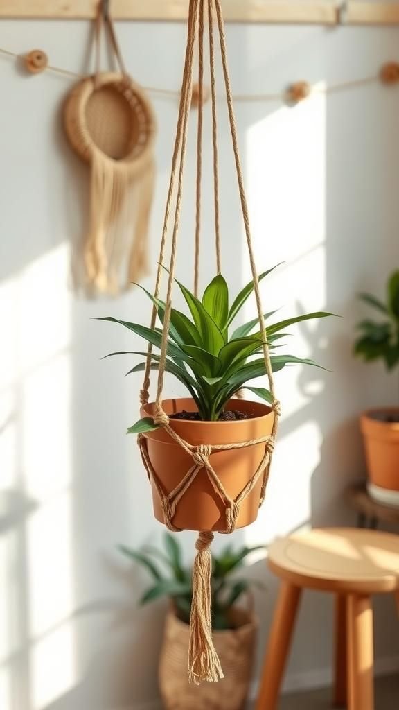 21 Boho Macrame Plant Hanger Tutorials 14 Jute rustic hanger for earthy bohemian corners