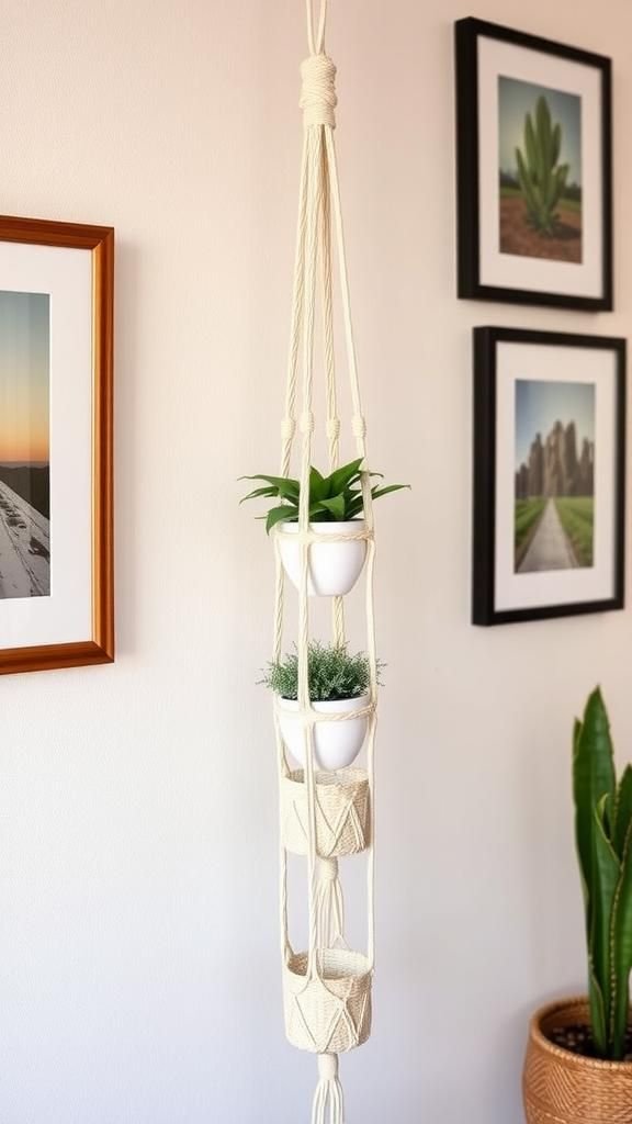 21 Boho Macrame Plant Hanger Tutorials 17 Ladder-style macrame for cascading pot arrangement