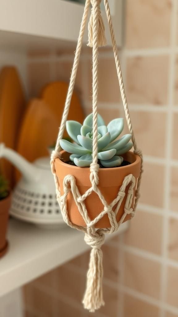 21 Boho Macrame Plant Hanger Tutorials 12 Mini succulent cradle for tiny pots and vignettes