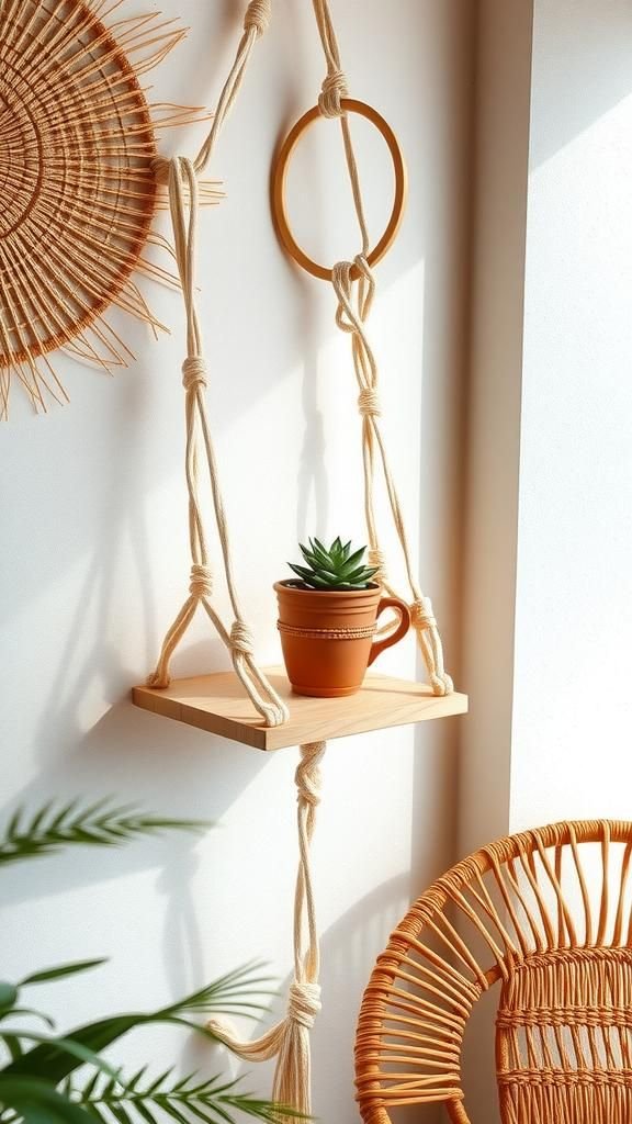 21 Boho Macrame Plant Hanger Tutorials 8 Shelf-style macrame for small pots and decor