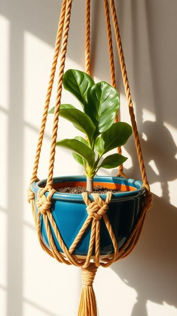 21 Boho Macrame Plant Hanger Tutorials 2 Square knot basket that cradles a planter