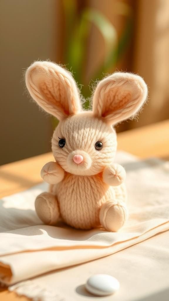 Plush pom-pom bunny that fits in the palm