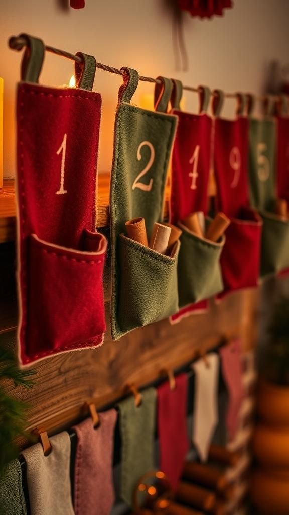 21 DIY Advent Calendar Craft Ideas 2 A felt pocket banner that smells like winter