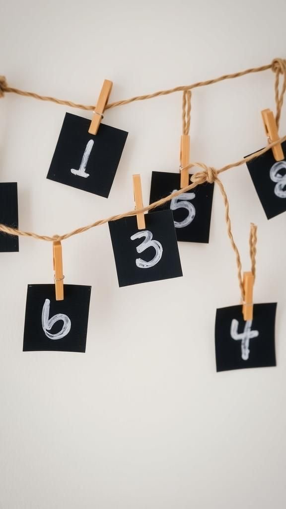 21 DIY Advent Calendar Craft Ideas 13 Chalkboard tags on tiny wooden clips