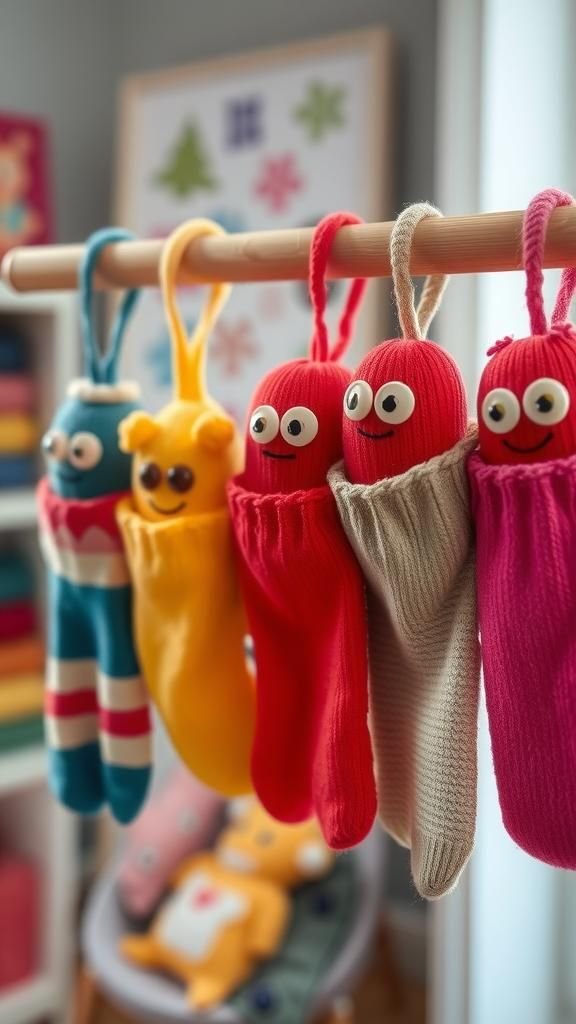 21 DIY Advent Calendar Craft Ideas 21 Sock-puppet pockets with a playful homemade vibe