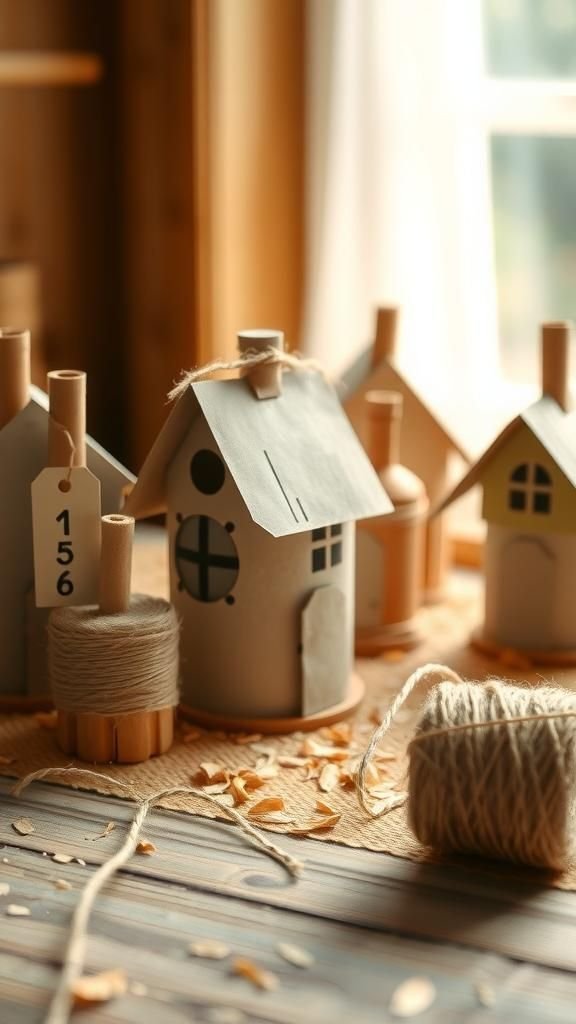 21 DIY Advent Calendar Craft Ideas 3 Toilet-paper tube village — charming and rustic
