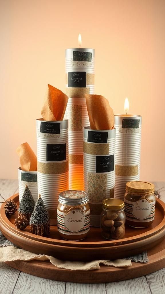 21 DIY Advent Calendar Craft Ideas 9 Upcycled tin-can cups with cheerful labels