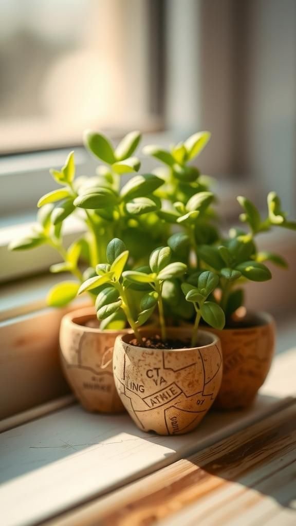 21 DIY Wine Cork Crafts 20 A tiny tabletop herb planter made from trimmed corks