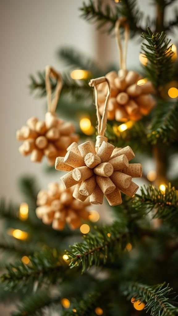 21 DIY Wine Cork Crafts 11 Holiday ornaments crafted from clustered corks