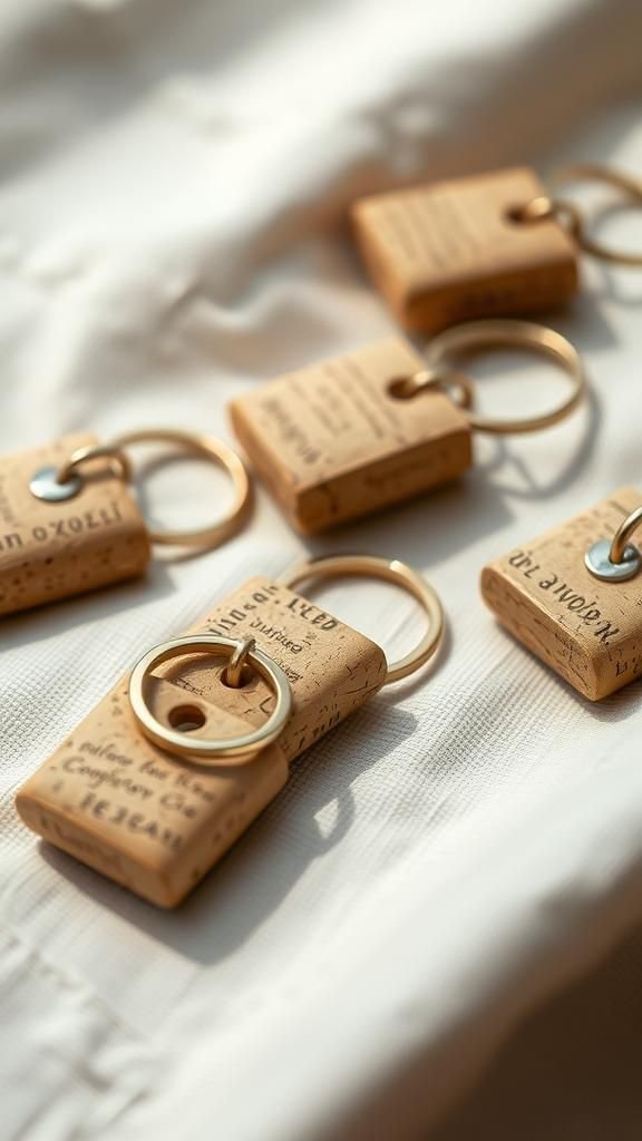 21 DIY Wine Cork Crafts 8 Minimalist keychains made from single cork slices