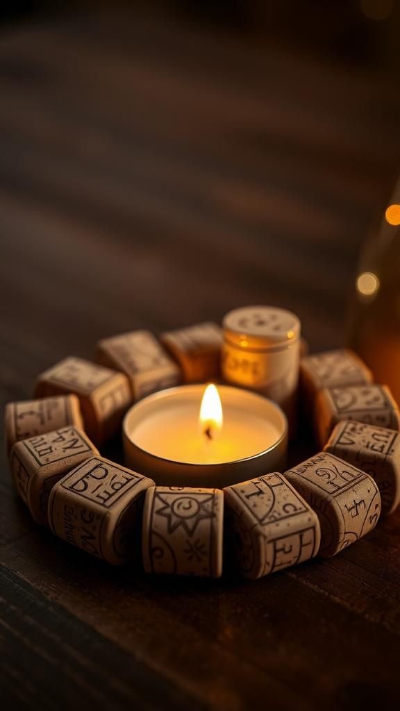 21 DIY Wine Cork Crafts 10 Tea-light candle holders with cozy glow