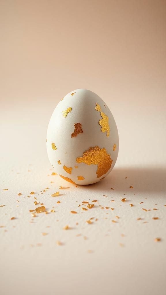 Gold leaf accents for luxe holiday eggs