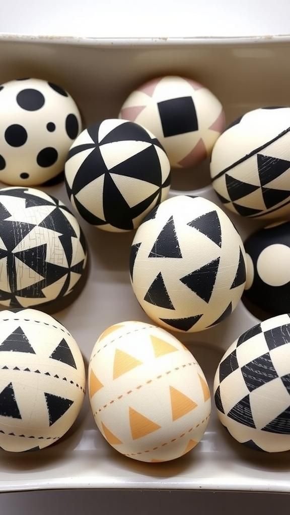 Stenciled geom repeats in crisp contrasting tones