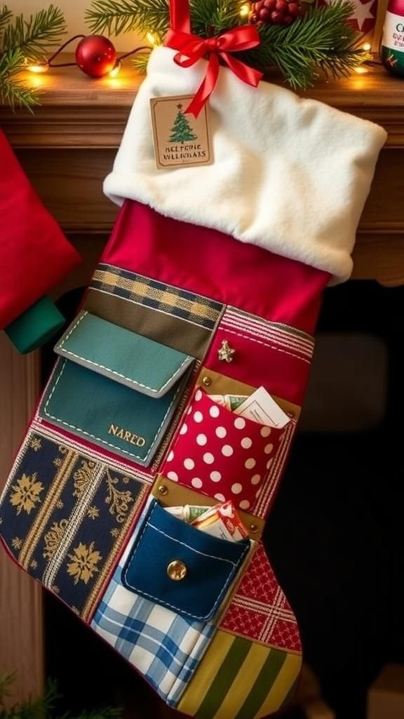 Patch pocket advent-style stocking with surprises