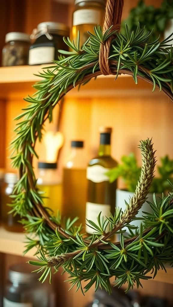 Herb-scented kitchen hoop with rosemary and thyme