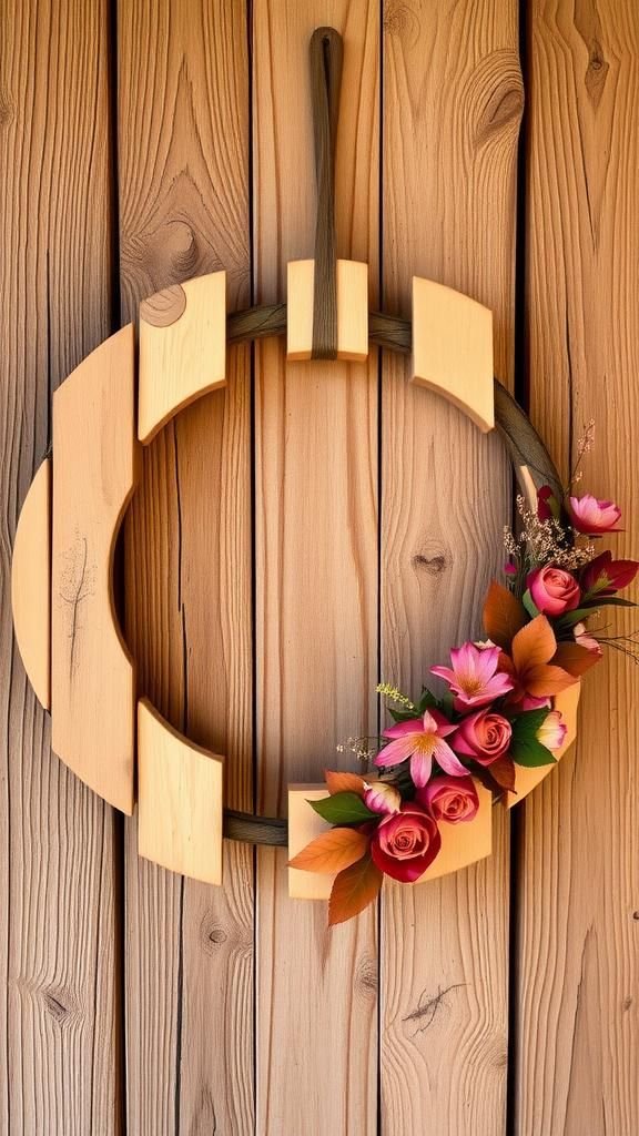 Pallet wood and floral mixed-media hoop fusion