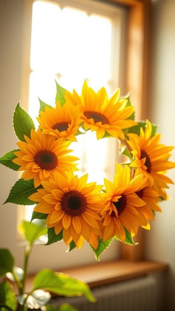 Sunflower summer hoop bursting with cheer