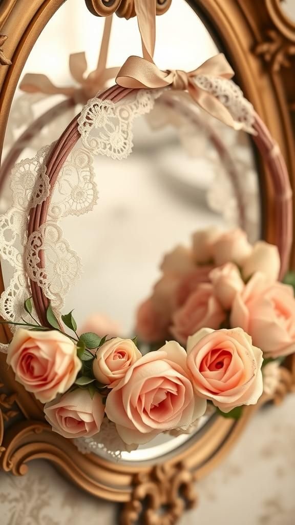 Vintage lace and faded garden rose romance