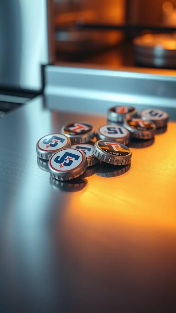21 Game Day Football Party Decor Crafts 10 Bottle cap magnets with tiny team logos