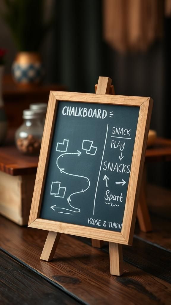 21 Game Day Football Party Decor Crafts 9 Chalkboard playbook sign with casual charm