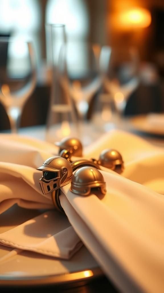 21 Game Day Football Party Decor Crafts 20 Game-day napkin rings with little helmets