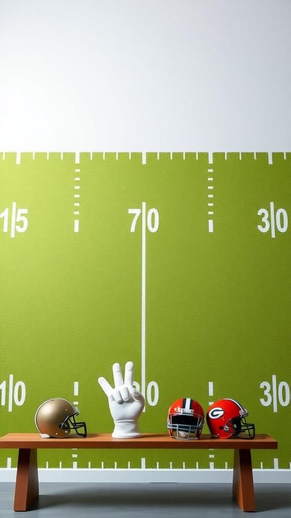 21 Game Day Football Party Decor Crafts 11 Photo backdrop with painted yard-line grid