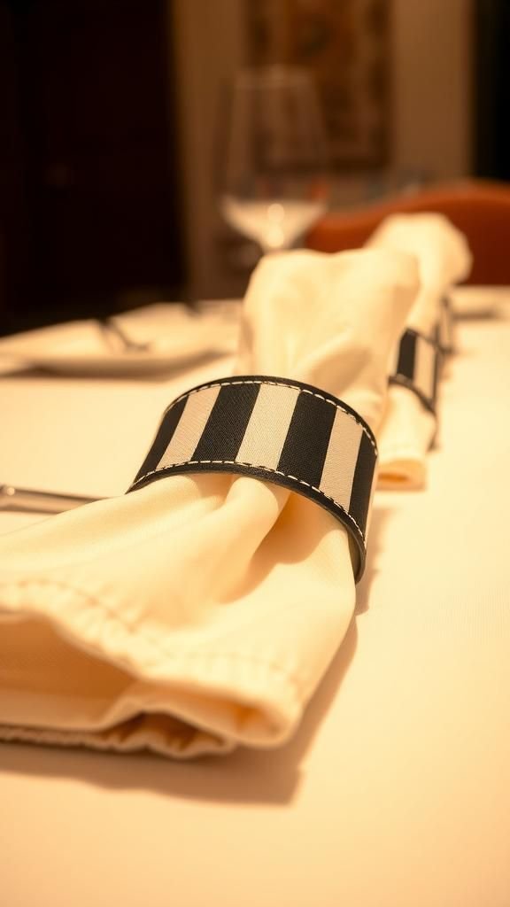 21 Game Day Football Party Decor Crafts 17 Referee stripe napkin rings with crisp lines